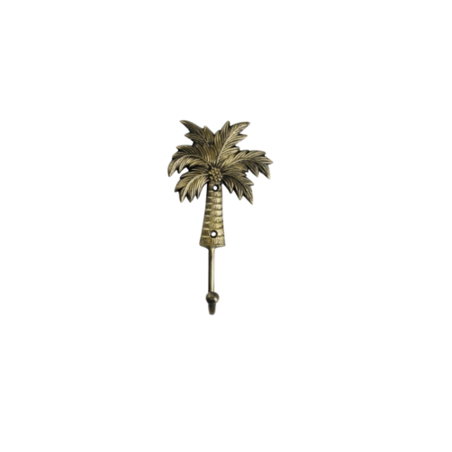Large Brass Coconut Palm Tree Wall Hook