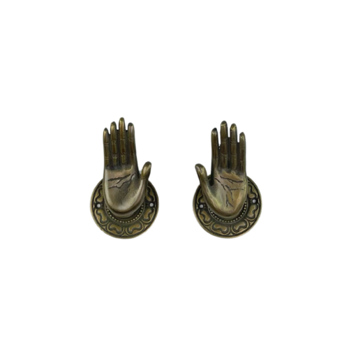 Set Of Two Brass Buddha Hand Wall Hooks or Draw Pulls