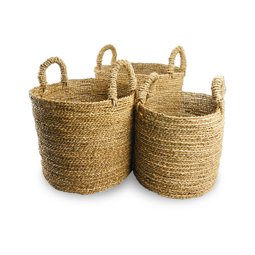 Set Of 3 Natural Bondi Storage Baskets