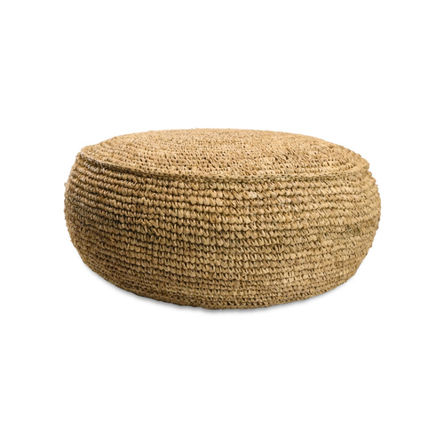 Medium Natural Seagrass Floor Cushion - Ottoman 