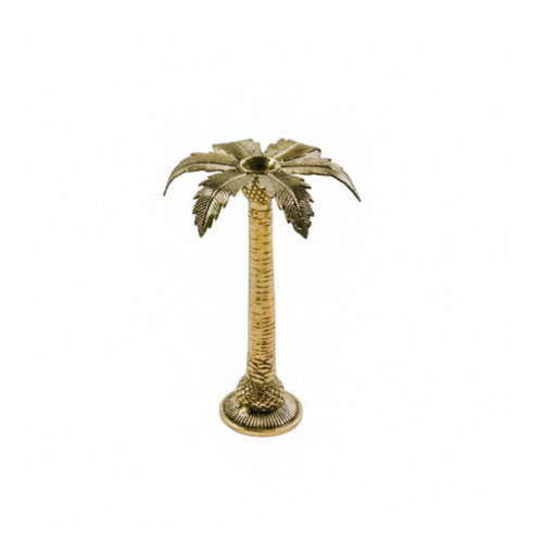 Large Gold Brass Palm Tree Candle Stick Holder