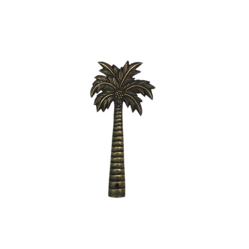 Antique Brass Coconut Palm Tree Wall Plaque