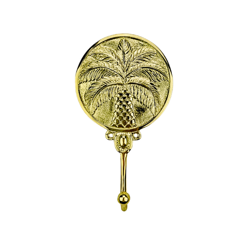 Gold Brass Round Palm Tree Plaque Hook