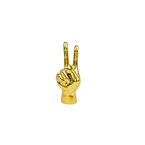 Brass Peace Sign Hand Ornament