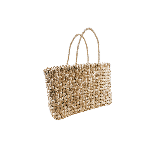 Neoma Rectangle Open Weave Rattan Bag with Detailing