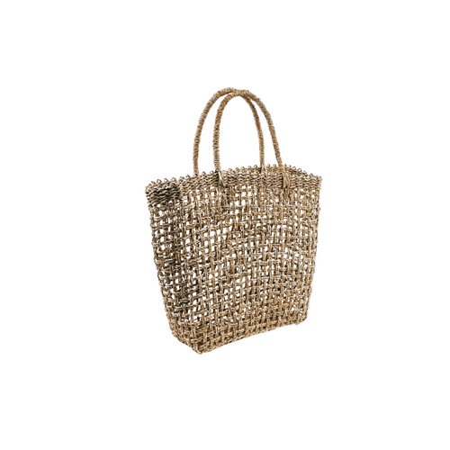 Ana Square Seagrass Woven Shoulder Bag